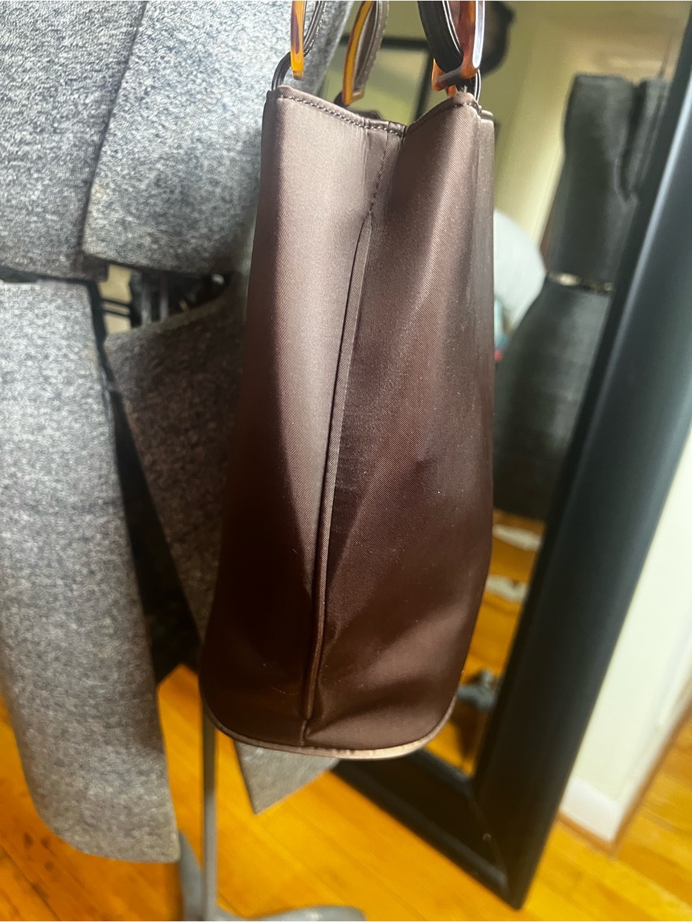 Yves Saint Laurent YSL Vintage Brown Satin Shoulder Tote Bag Vintage Tortoise - Picture 6 of 12
